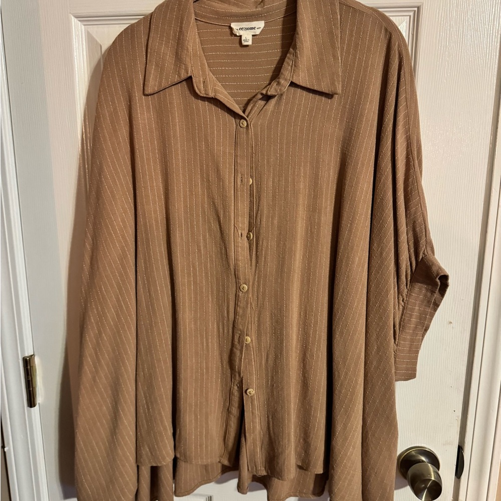 Eesome Brown Casual Button Down Shirt Relaxed Fit